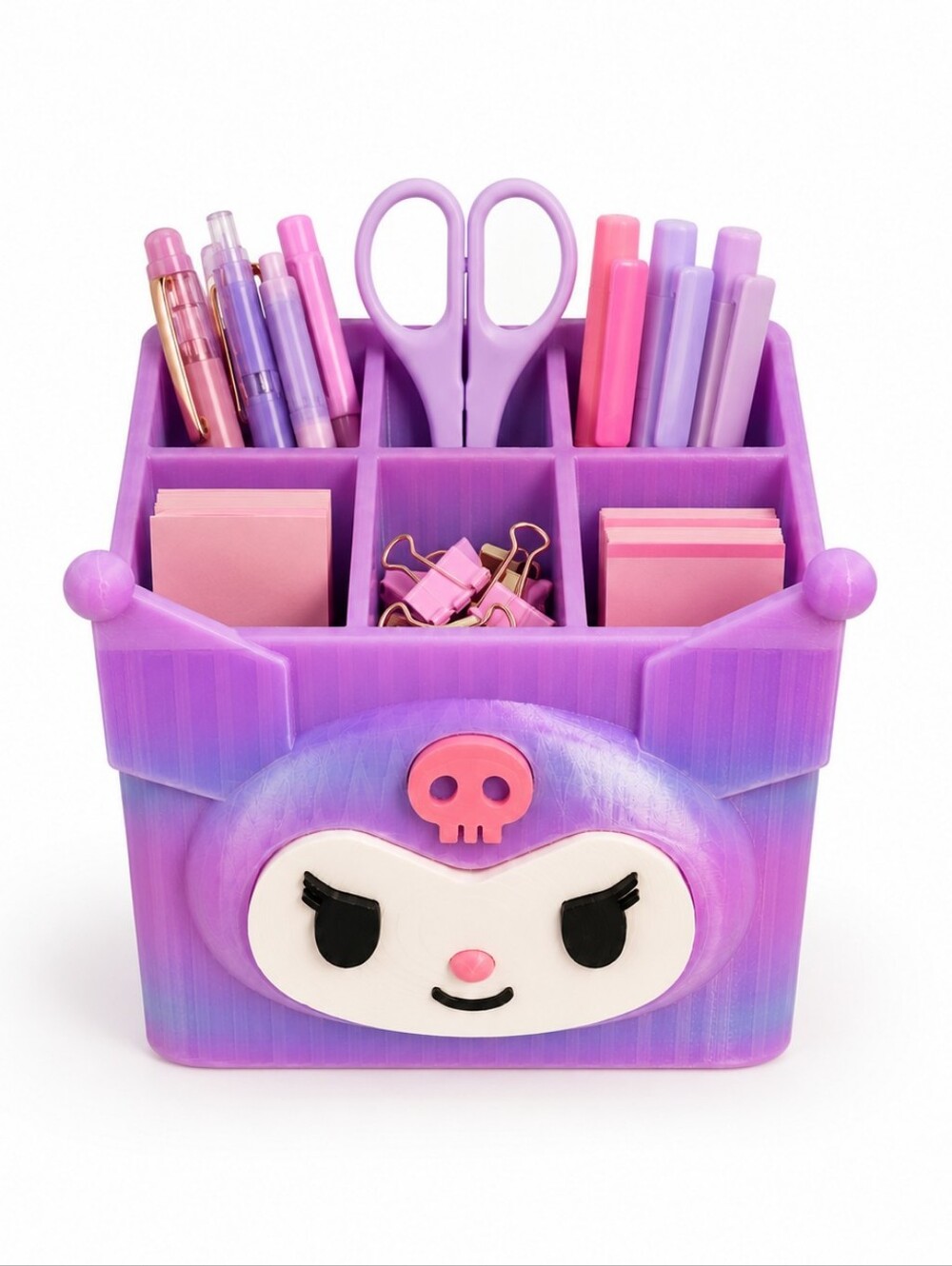 3D Printed Kuromi Desk Organizer,  Pen Holder, Cosmetic Brush Organizer
